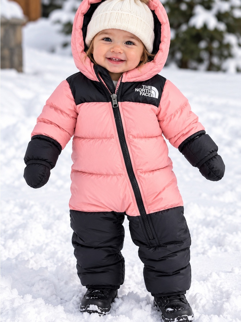 The North Face Baby 1996 Retro Nuptse One-Piece 6-12M Pink Down Snowsuit